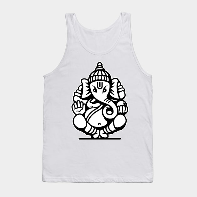 Ganesh Ganesa Ganapati Elephant 4 (black white) Tank Top by Mystic-Land